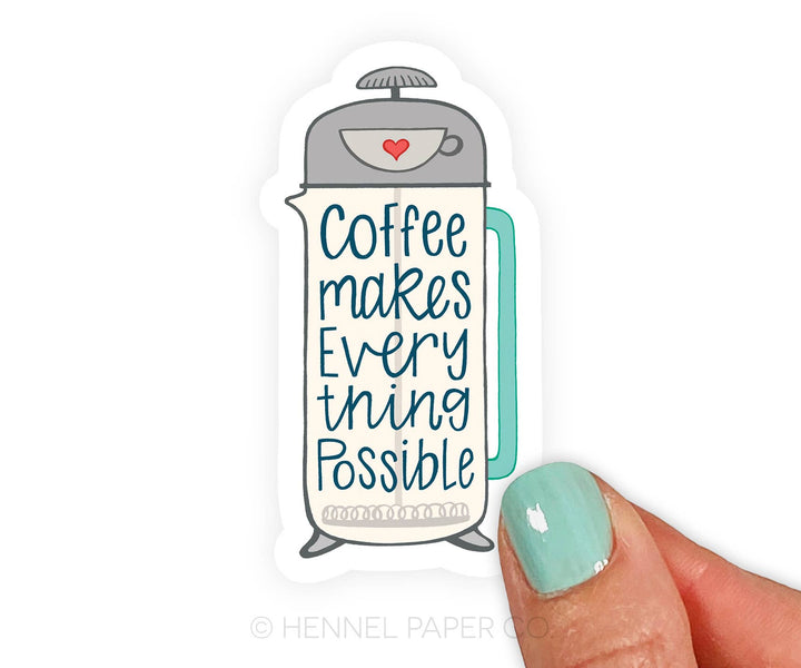 Hennel Paper Co. - Sticker - French Press - Main Street Roasters