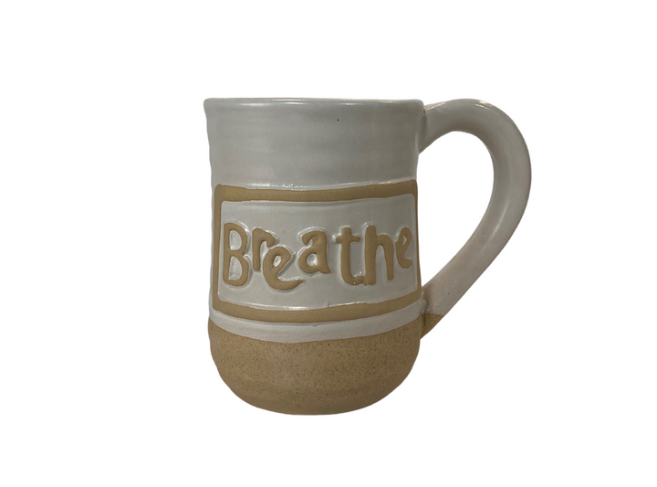 Inspiring White Stoneware Mug - Breathe - Main Street Roasters