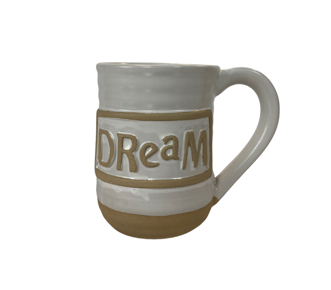 Inspiring White Stoneware Mug - Dream  - Main Street Roasters