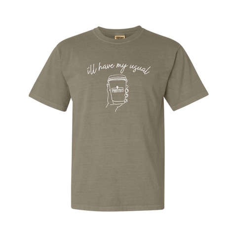 Main Street Roasters I'll Have My Usual Tee - Sandstone/Khaki