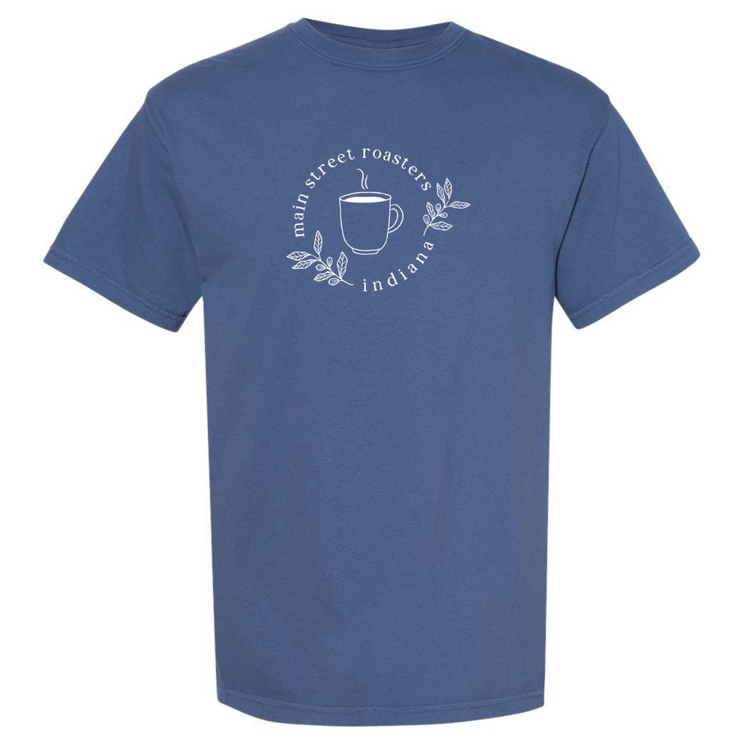 Main Street Roasters Navy Tee Front | Comfort Colors - Main Street Roasters