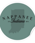 Nappanee, IN Custom Matte Circle Sticker - Historic Green