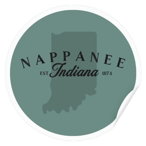 Nappanee, IN Custom Matte Circle Sticker - Historic Green