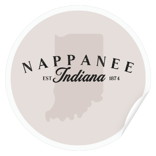 Nappanee, IN Custom Matte Circle Sticker - Peony