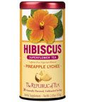 Hibiscus superflowerwith pineapple lychee flavor  tea canister on a white background
