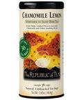 Chamomile Lemon tea canister from The Republic of Tea on a white background