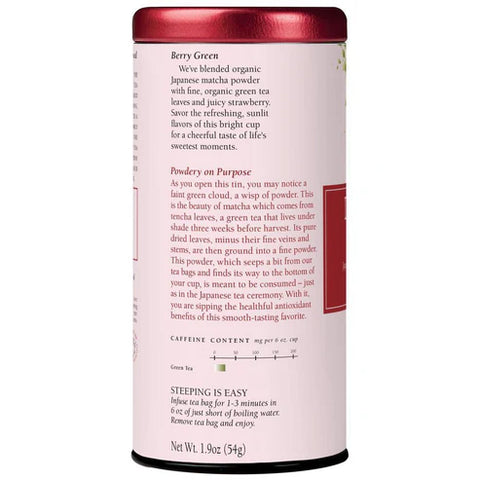 Tea canister with red and white design on a white background
