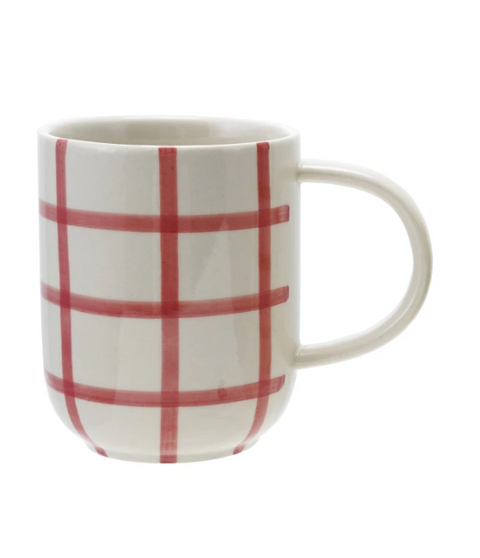 Hand-Painted Grid Pattern Mug | 10 oz.
