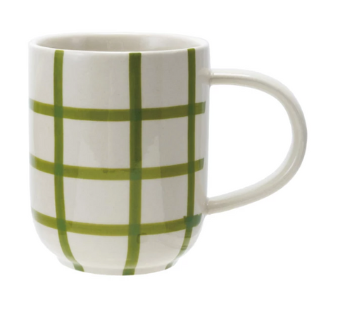 Hand-Painted Grid Pattern Mug | 10 oz.