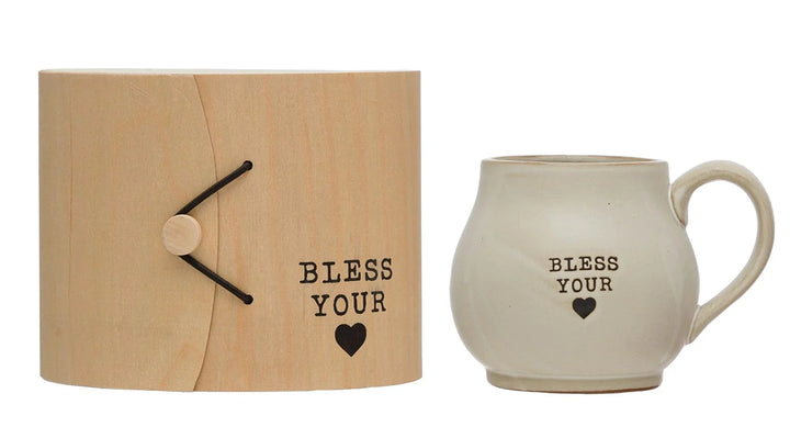 Stoneware Mug with Wood Gift Box - Bless Your Heart - Main Street Roasters