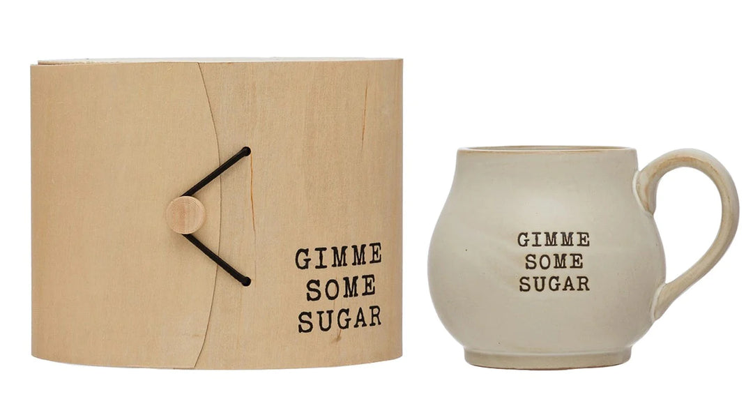 Stoneware Mug with Wood Gift Box - Gimme Some Sugar - Main Street Roasters