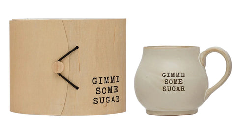 Stoneware Mug with Wood Gift Box - Gimme Some Sugar - Main Street Roasters