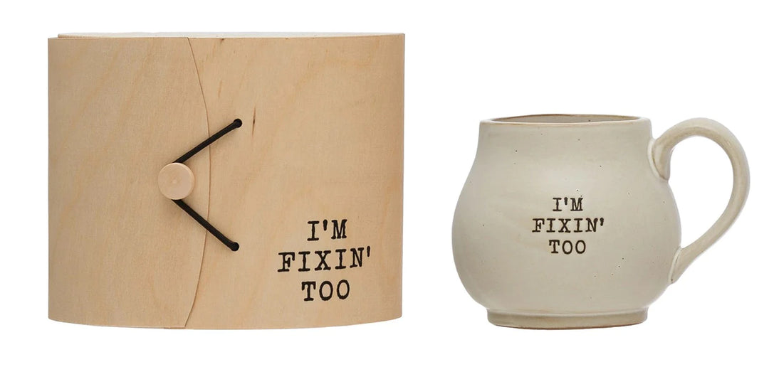 Stoneware Mug with Wood Gift Box - I'm Fixin' Too - Main Street Roasters