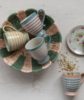 Striped Footed Mugs 