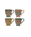 Striped Footed Mugs - Set of 4 Colors