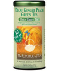 Decaf Ginger Peach Green Tea canister by The Republic of Tea on a white background