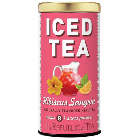 Can of Republic of Tea Iced Tea Hibiscus Sangria on a white background