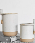 White Canisters with Spoons | Set of 2 - Main Street Roasters