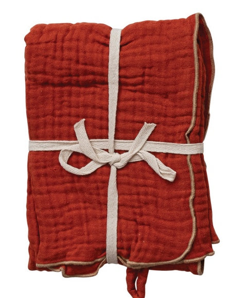 Woven Cotton Cloth Tea Towels - Scarlet Red - Main Street Roasters