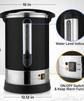 100 Cup Commercial Coffee Urn - Dimensions | Black Zulay Kitchen - Main Street Roasters