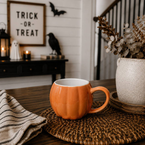 Gia Roma - White Pumpkin Coffee Mug - Fall Decor & Gifts - Halloween