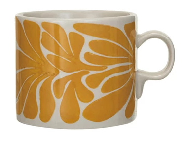 Abstract Hand-Painted Mug - Yellow