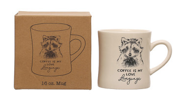 Animal & Saying Mug - Raccoon - Coffee Is My Love Language