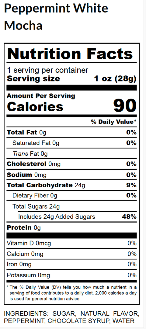 Sip Solo - Peppermint White Mocha Single-Serve Flavored Syrup - Main Street Roasters®