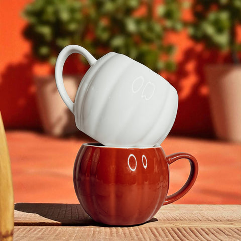 Gia Roma - Pumpkin Shaped Coffee Mug | 16.9oz Ceramic Fall Mug Unique