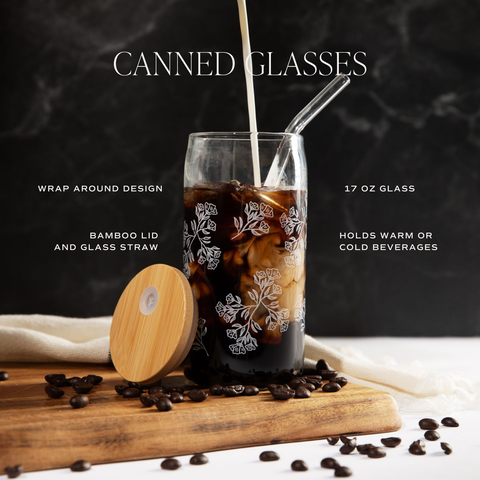 Canned glasses with coffee and text on a dark background features