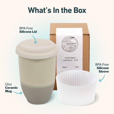 Nova Ceramics Travel Mugs - Mist Ceramic Mug – 12oz Reusable Travel Coffee Cup - Main Street Roasters®