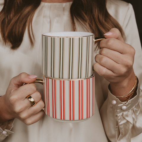 Sweet Water Decor - *NEW* Green Stripe Coffee Mug - Christmas Decor & Gifts - Main Street Roasters®