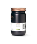 Black jar with a copper lid on a white background