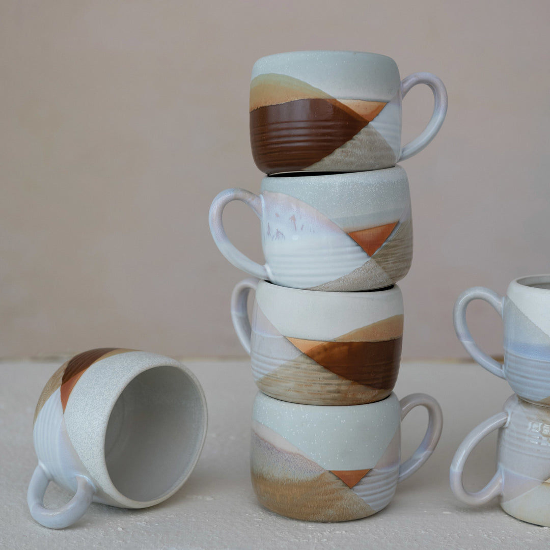 Neutral Designed Stoneware Mugs