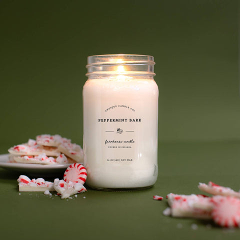 Antique Candle Co.® - Peppermint Bark - Soy Wax Mason Jar Candle - Main Street Roasters®