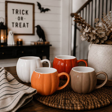 Gia Roma - Pumpkin Shaped Coffee Mug | 16.9oz Ceramic Fall Mug Unique