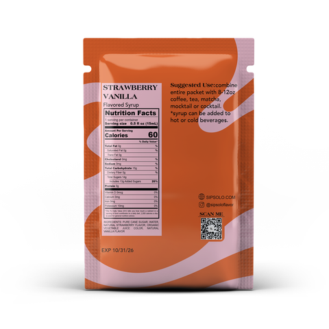 Sip Solo Strawberry Vanilla Single-Serve Flavored Syrup