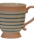 Striped Footed Mug - Blue Stripe