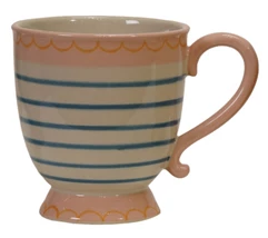 Striped Footed Mug - Blue Stripe