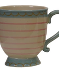 Striped Footed Mug - Pink Stripe