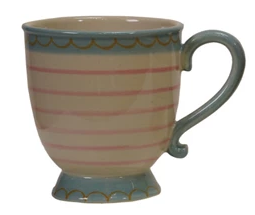 Striped Footed Mug - Pink Stripe