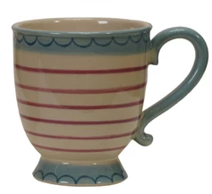 Striped Footed Mug - Fucsia Stripe