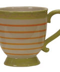Striped Footed Mug - Yellow Stripe