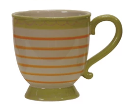 Striped Footed Mug - Yellow Stripe