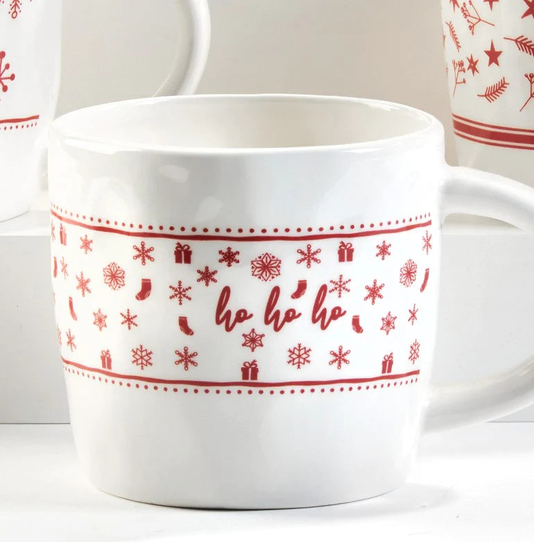 Red & White Christmas Mugs - Main Street Roasters