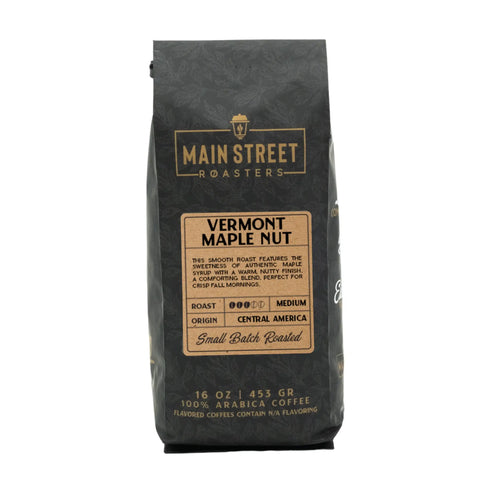 Main Street Roasters Vermont Maple Nut coffee bag