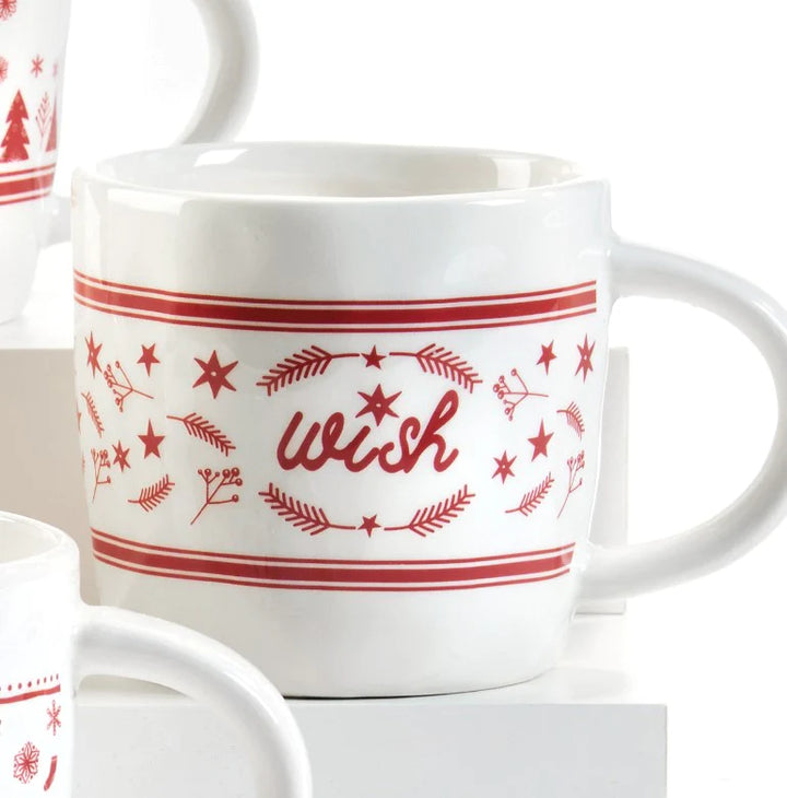 Red & White Christmas Mugs - Main Street Roasters