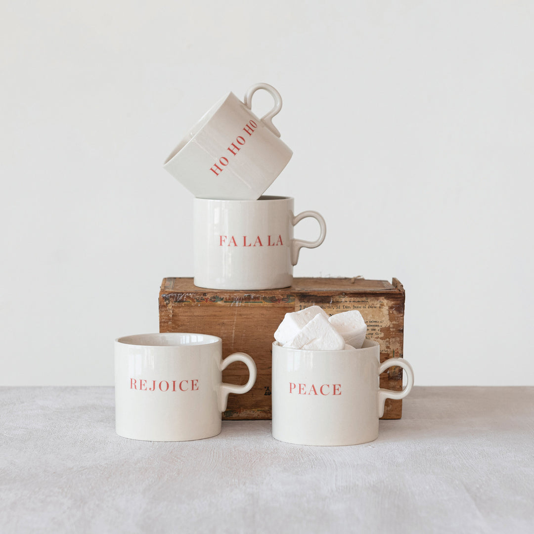 Cream & Red Holiday Mugs - Main Street Roasters