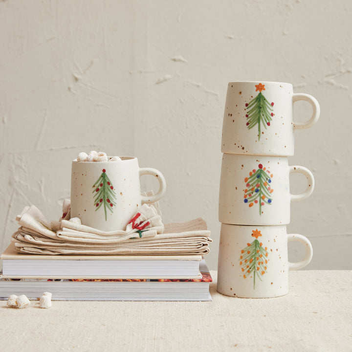 Hand Painted Christmas Tree Mugs - Main Street Roasters