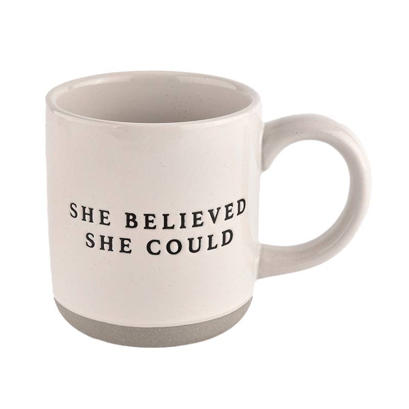Sweet Water Decor - She Believed She Could Stoneware Coffee Mug Mugs Sweet Water Decor 
